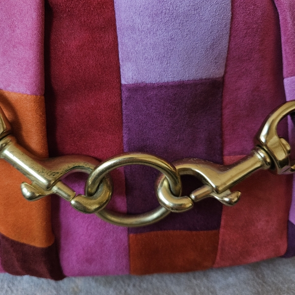 Vintage Coach Mosaic Patchwork Suede Shoulder Hobo Bag - Picture 3 of 17
